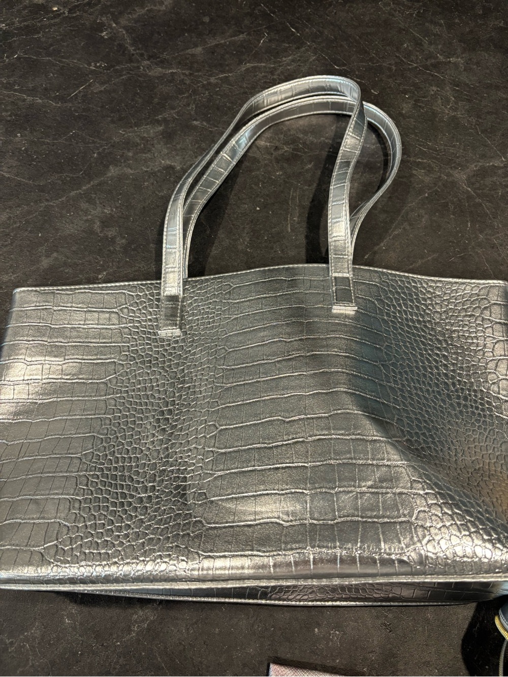 ipsy Silver Croc-Embossed Tote with Silver Pouch & Card Holder - Picture 5 of 6